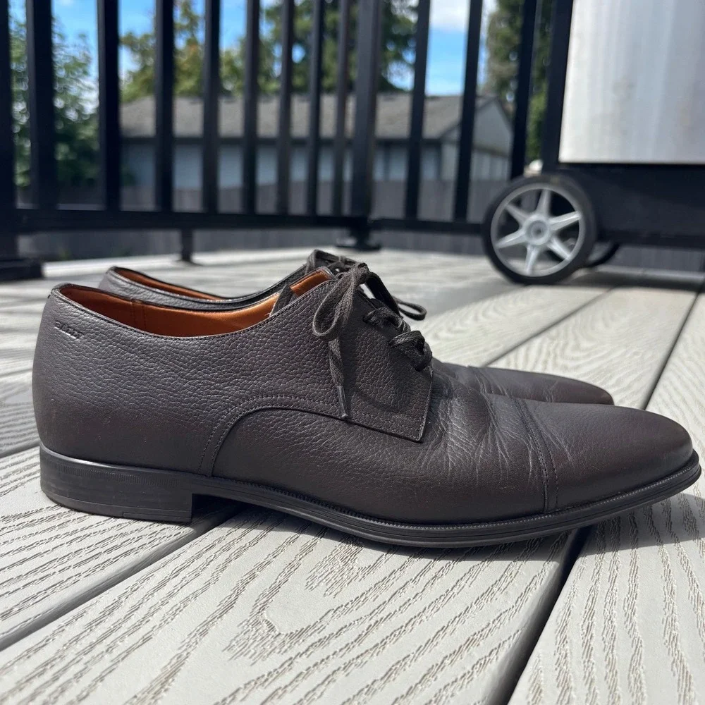 Bally of Switzerland Mens Brown Leather Dress Shoes Oxfords Size 8D Tayson